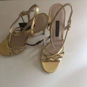 Zara metallic gold heels